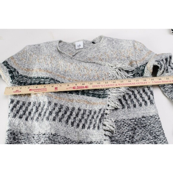 Cabi XS open front fringe southwest light gray cardigan prairie western - Picture 4 of 6